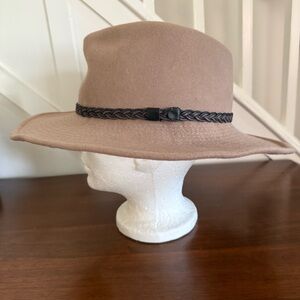 Vintage Lanning Cowboy Hat Tan Felt Braided Band Wide Brim Made in Canada